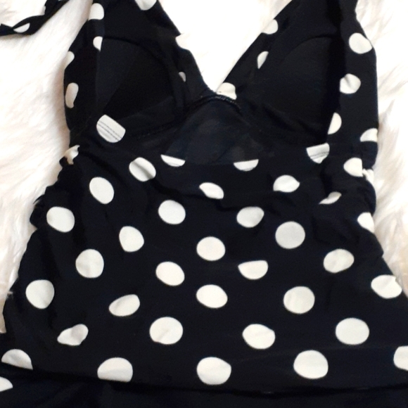 Chaps Polka Dot Halter Swimsuit Size 6 - Picture 4 of 5